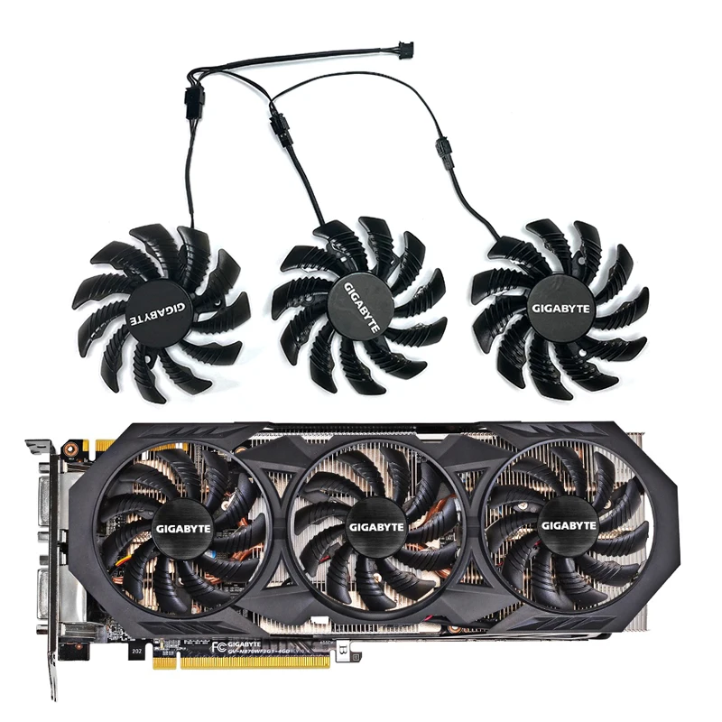 

GIGABYTE GV-N970WF3OC-4GD Cooling Fan Replacement PLD08010S12H T128010SM 78MM 3PIN New GTX970 GPU Cooling Fan