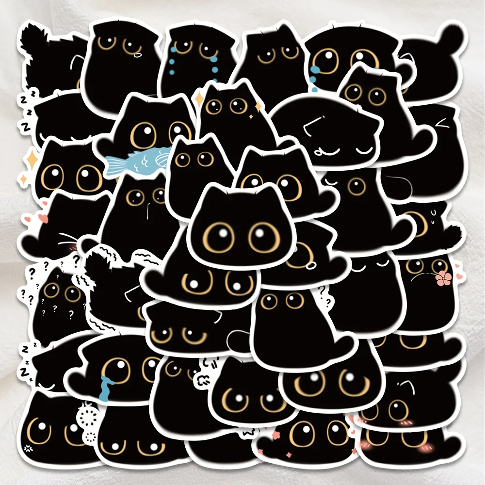 

40PCS Kawaii Black Cat Cute Briquette Stickers Gift Notebook Luggage Motorcycle Laptop Refrigerator Decals Graffiti Sticker