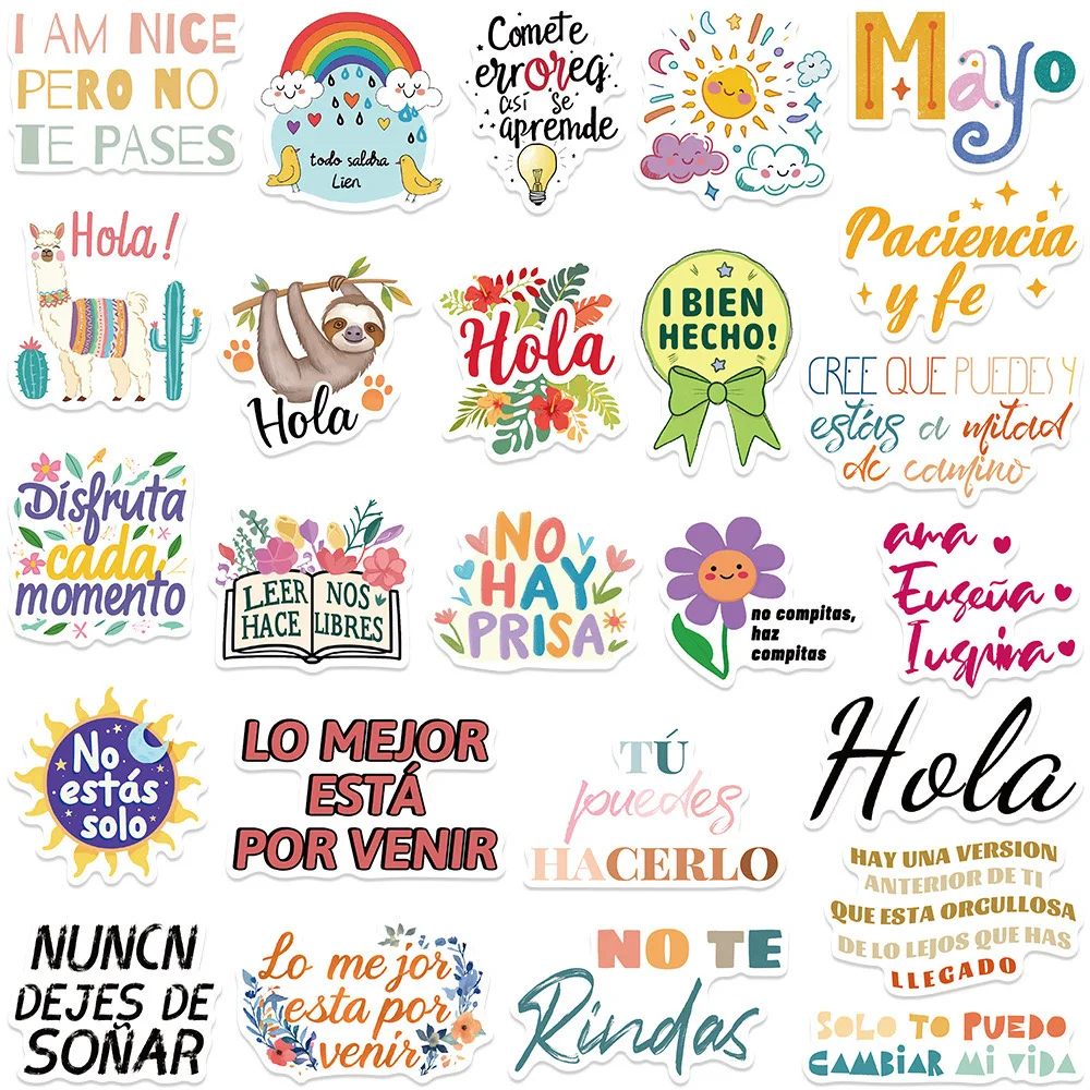 10/50 шт. вдохновляющие испанские наклейки мотивационные фразы с цитатами из жизни