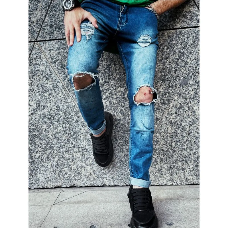 

Beggars Ripped Jeans Men Fashion Skinny Denim Trousers High Quality Male Slim Casual Elastic Jeans Hip Hop Jogging Pants Homme