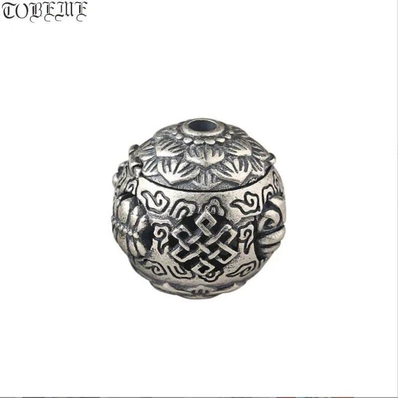 

Handmade 100% 925 Silver Tibetan Babao Symbol Bead the Eight Buddhist Auspicious Symbol Beads Good Luck Loose Beads
