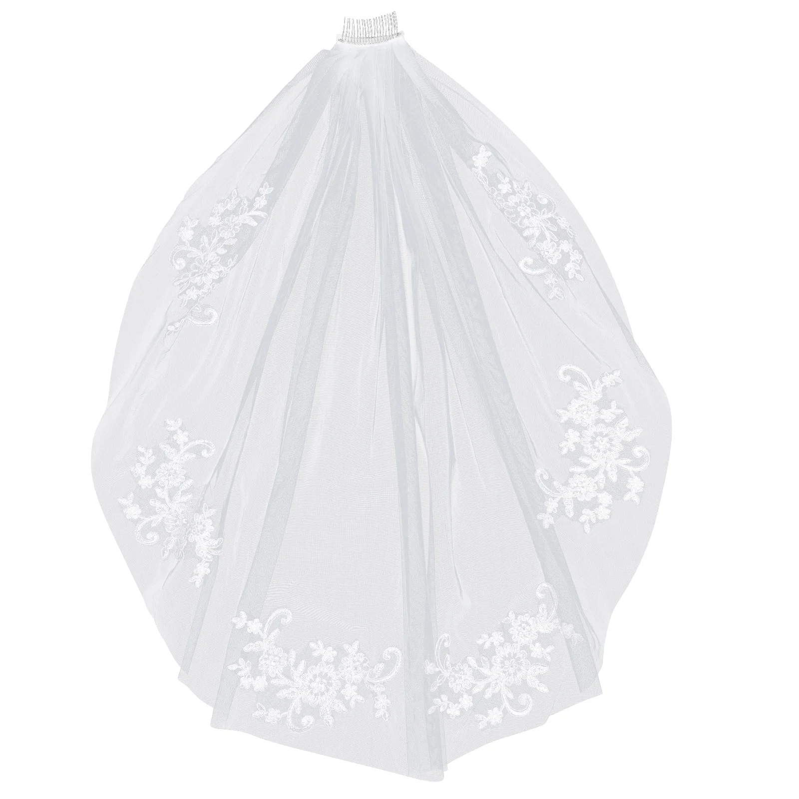 

Bridal Veil Wedding Veil With Comb Short Fingertip Length Veil with Beaded for