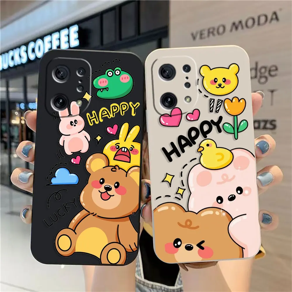 

Case For OPPO FIND X5 X3 X2 REALME X50 RENO 2 4Z 4 6 7 Lite 5Z 5F 7Z 4G 5G PRO Simple Liquid Silicone Case Cute Panda Rabbit