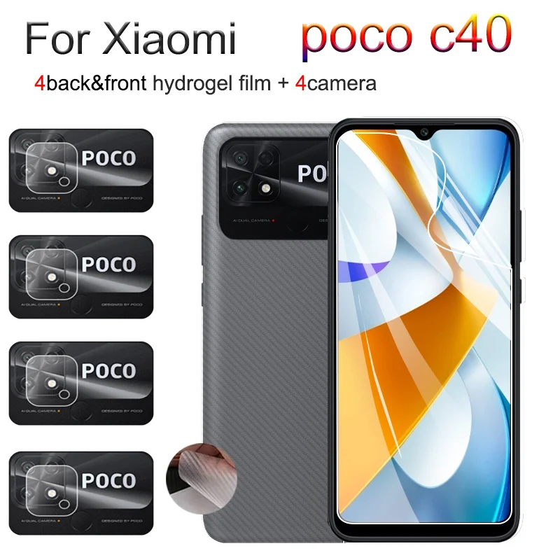 поко C40  передняя + задняя + линзы гидрогелевая пленка poco c40 гидрогель pocco c40 пленка pococ40 мягкое стекло для xiaomi poco c40 не стекло c40 poco пленка poco c 40 поко C40 нфс не защитное стекло поко C 40