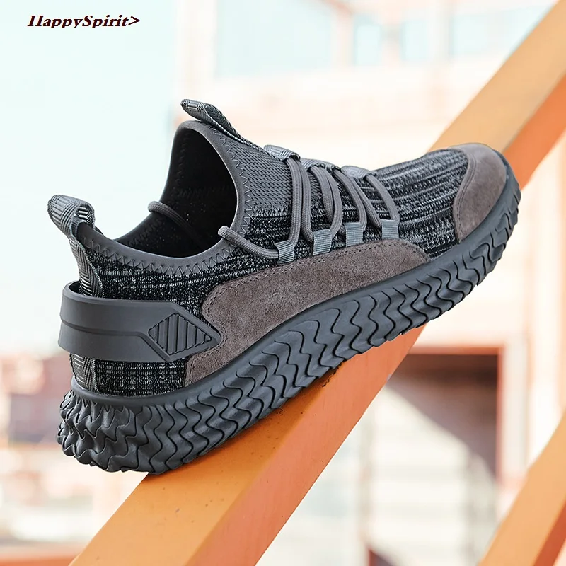 

Mesh Men's Casual Shoes Summer Breathable Sneakers Outdoor Walking Comfortable Thick Soles with Solid Bottom
