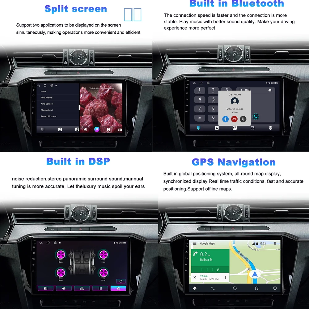 Автомобильный мультимедийный видеоплеер 10 дюймов Android 14 Wi-Fi GPS-навигация 4G для