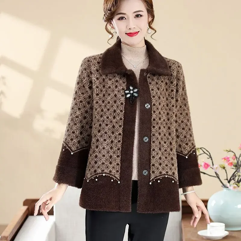 Осенне-зимняя утепленная куртка женский свободный свитер больших размеров