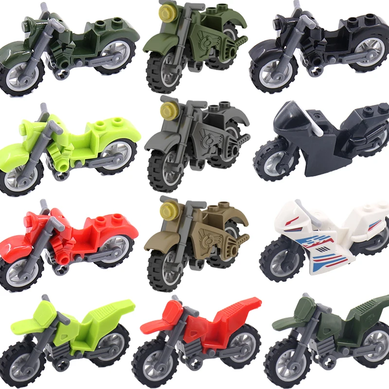 

City Motorcycle Model Building Blocks Military Vehicle Soldiers SWAT Police Figures Accessories Bricks Assemble Toys Boys Gift