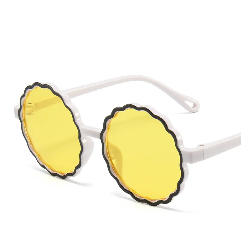 

Retro Round Frame New Children's Glasses Fashion Contrast Flower Sunscreen Sunglasses Boys and Girls Personality Sunglasses