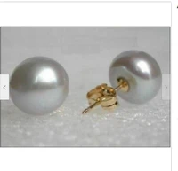 aaa 12 13mm natural gray akoya pearl earrings pure gold earrings