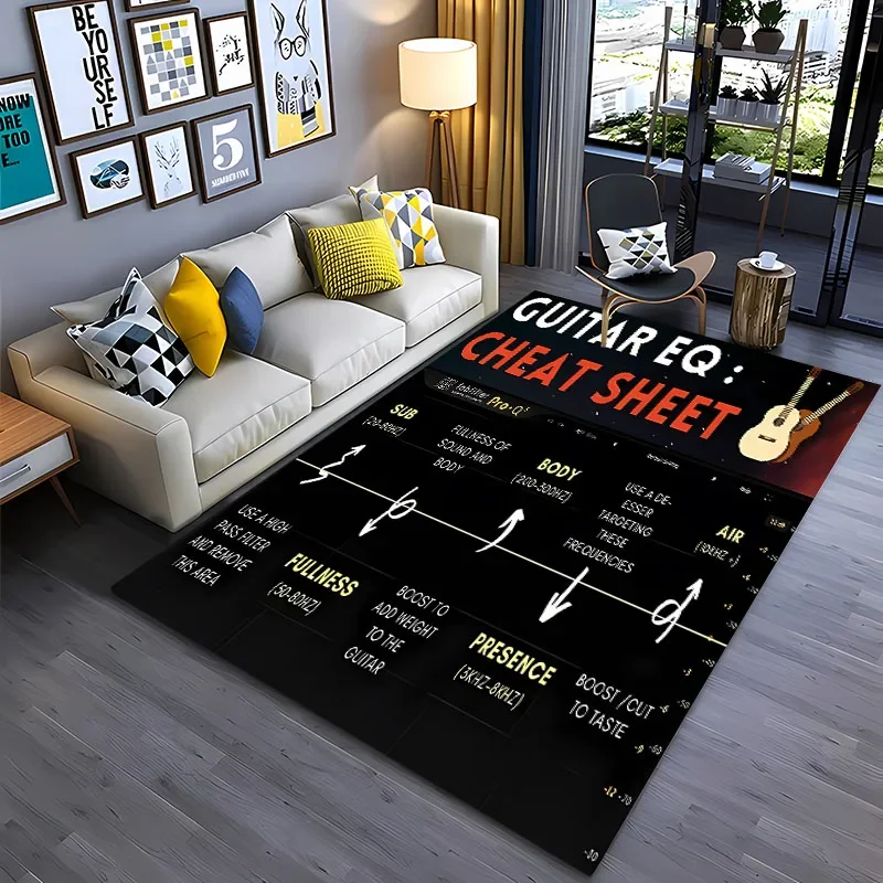 Music Basic Guitar Chord Theory Chart Piano Rugs Living Room Tapete for Bedroom Sofa Doormat Decor Kids Non-slip Floor Mat