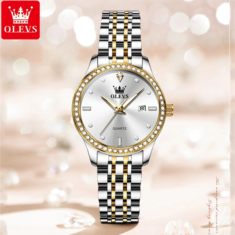 OLEVS новые элегантные женские часы с бриллиантами роскошные кварцевые