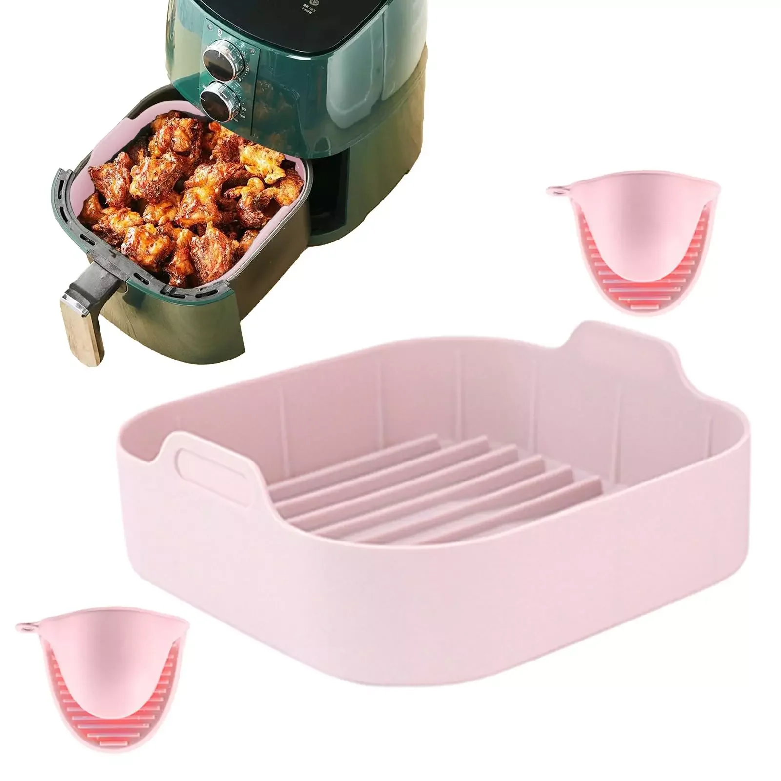 

Силиконовая миска для фритюрницы с антипригарным покрытием, многоразовый сменный лайнер для легковоспламеняющегося пергамента, бумажные ...