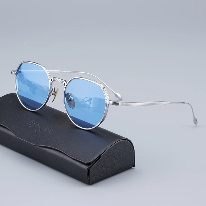 

Жаккардовые очки в американском стиле JMM Sumglasses из чистого титана Квадратные двойные мостики солнечные очки Vinatge ретро мужские модные очки