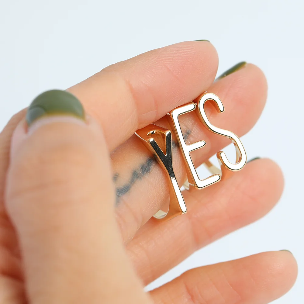

Initial A-Z 26 Letter Ring For Women Gold Plated DIY Stackable Letter Ring Name Alphabet Open Adjustable Ring Minimalist Jewelry