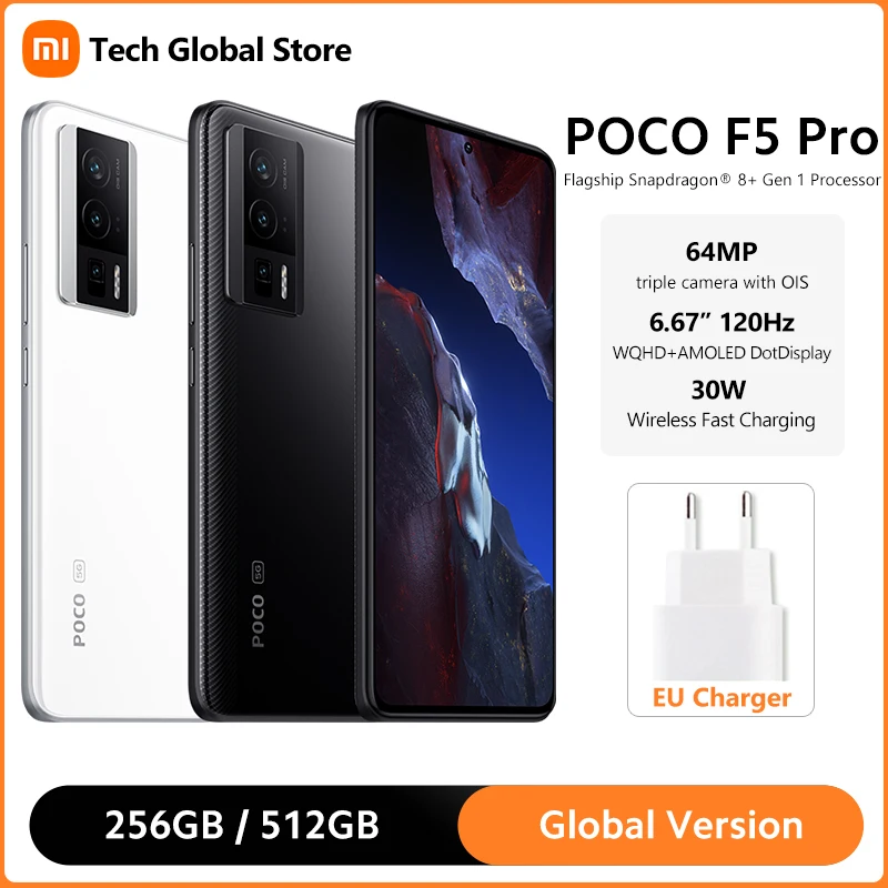 

Global Version POCO F5 Pro 512GB Smartphone 5G Snapdragon 8+ Gen 1 Octa Core 6.67" WQHD+ 120Hz AMOLED DotDisplay 64MP Camera NFC