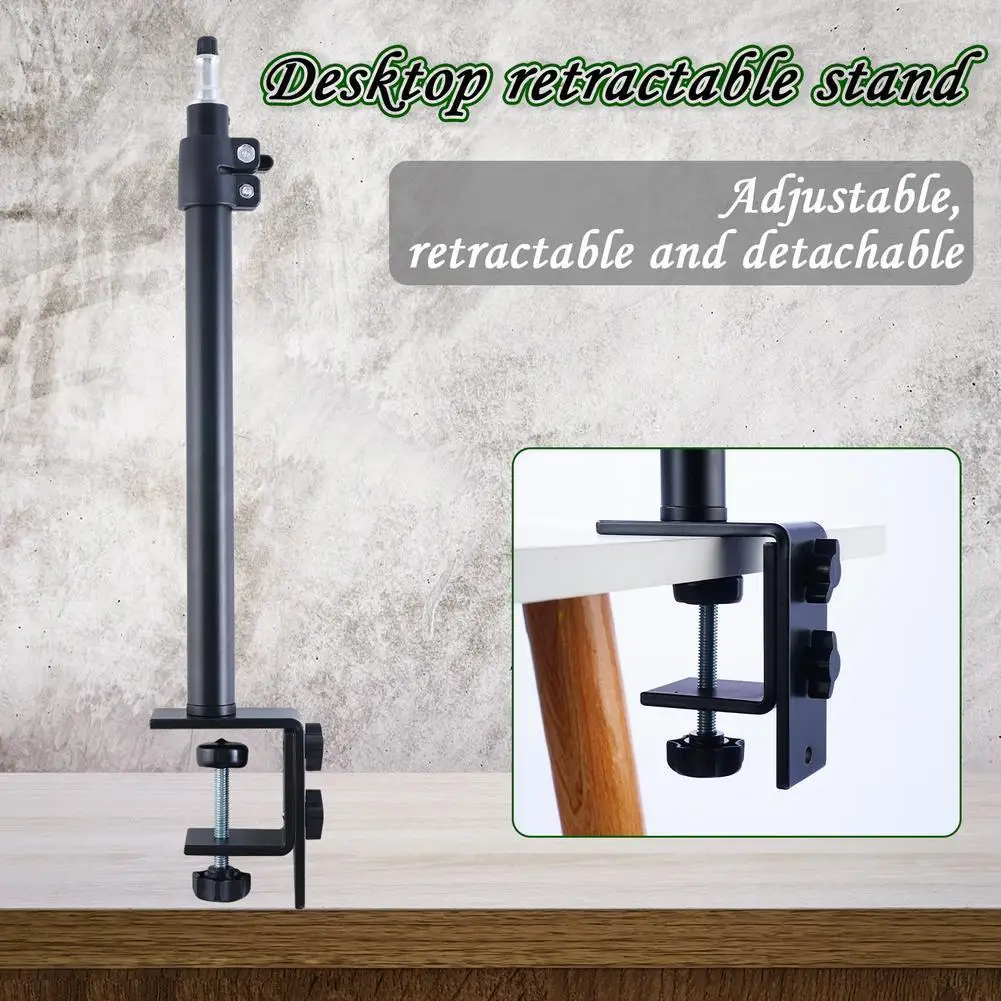 

Desk Mount Stand Tabletop C Clamp Mounting Adjustable Table Aluminum Light Stand For DSLR Camera Ring Light Video Panel Light
