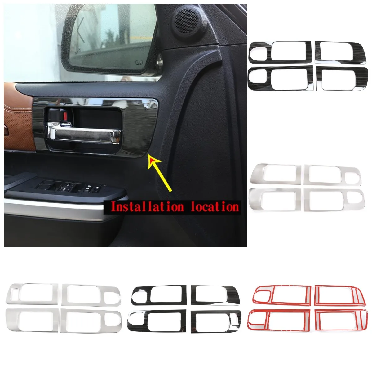 

Stainless Steel Car Interior Door Handle Frame Trim For Toyota Tundra 2014-2021 Black Titanium Chrome Casing Decorate Styling