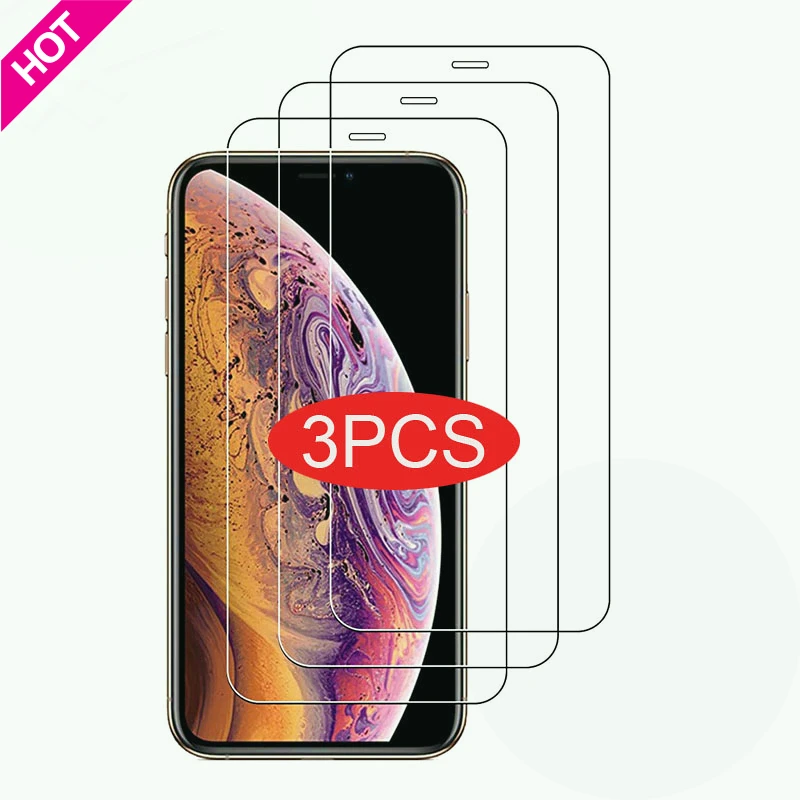 

3PCS 9H Tempered Glass For iPhone 14 13 12 11Pro Max 7 8 Plus Screen Protector For iPhone XS Max XR 12mini Protective Glass Film