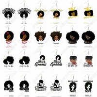 somehour afro natural hair dope curly wooden drop earrings for woman melanin poppin black goddess queen printed dangle pendant
