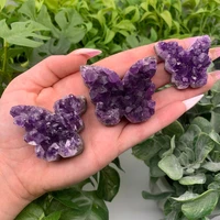 50100g butterfly shape natural raw amethyst quartz ornament purple crystal cluster healing rough stone specimen home decoration