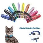 Милые ошейники для кошек с колокольчиком, Светоотражающий ошейник для кошек, регулируемый ошейник карамельных цветов для домашних животных, ожерелье с пряжкой безопасности, Прямая поставка