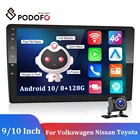 Podofo 2 Din Android автомобильный Радио автомобильный мультимедийный плеер авторадио 910 дюймов 8 + 128G Wifi Gps Ai DSP для Volkswagen Nissan toyota Kia