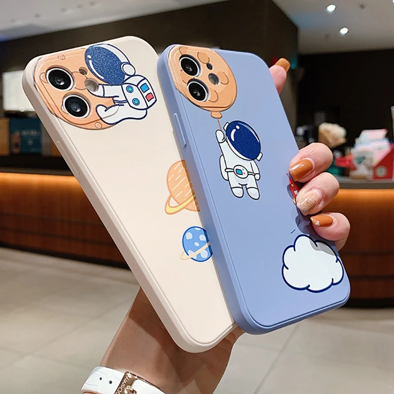 

Cute Astronaut Phone Case For For iPhone 11 12 13 Pro Max 12 13 Mini XR XS Max 7 8 Plus 6S 6 Plus SE 2020 5 Silicone Cover Funda