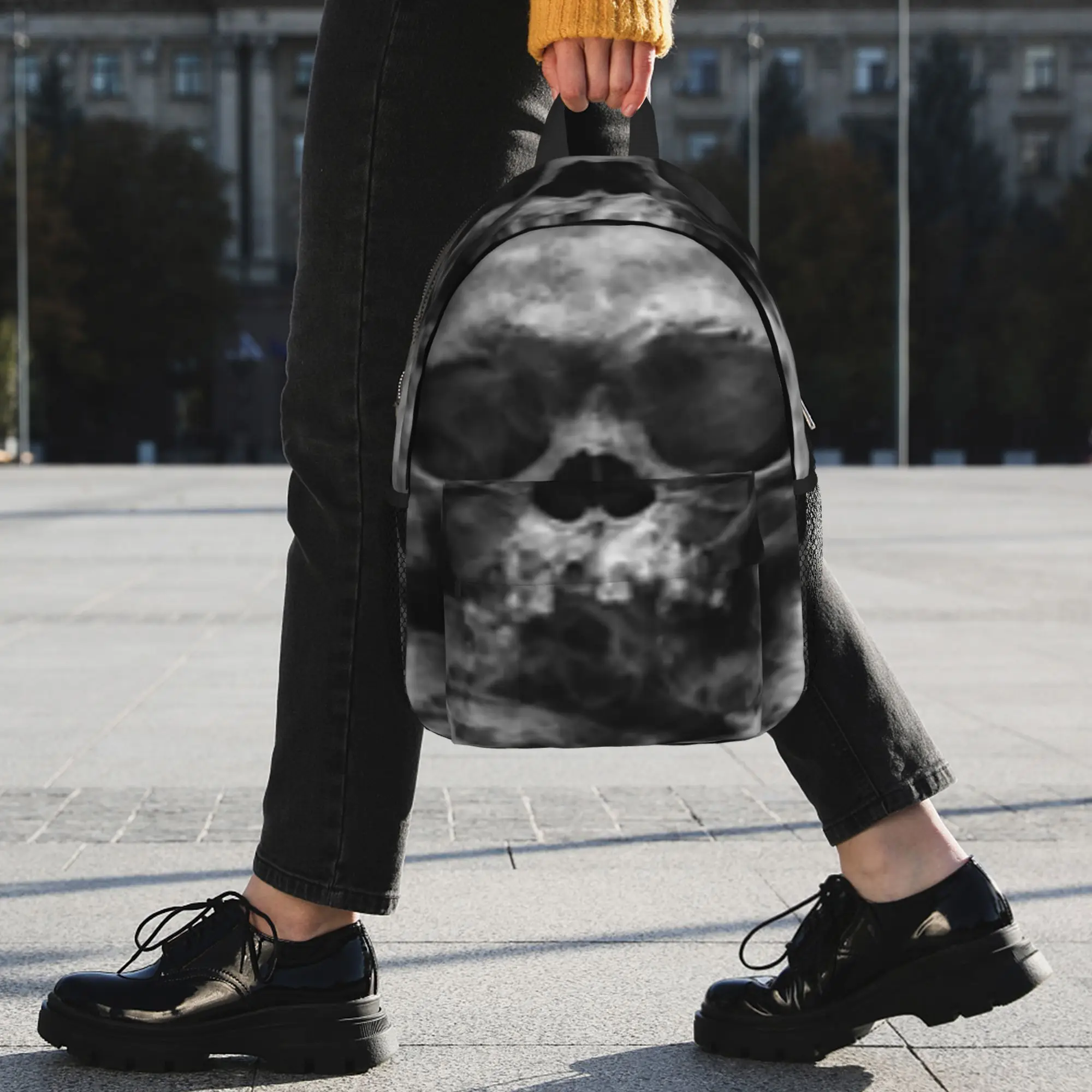 Фото Рюкзак Santa Muerte Saint Death в готическом мексиканском стиле с изображением черепа, горячая распродажа, городской рюкзак, сумка через плечо для мужчин и женщин, школьная сумка №4