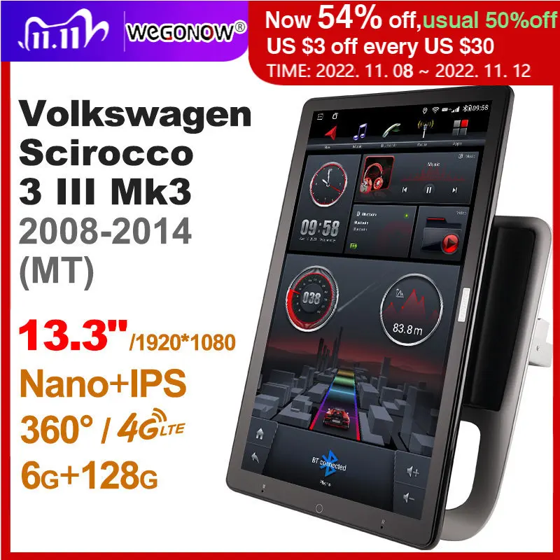 

Автомагнитола Ownice, 13,3 дюйма, 1DIN, Android 360, GPS, SPDIF, 4G, LTE, без DVD, для Volkswagen Scirocco 3 III Mk3 2008-2014