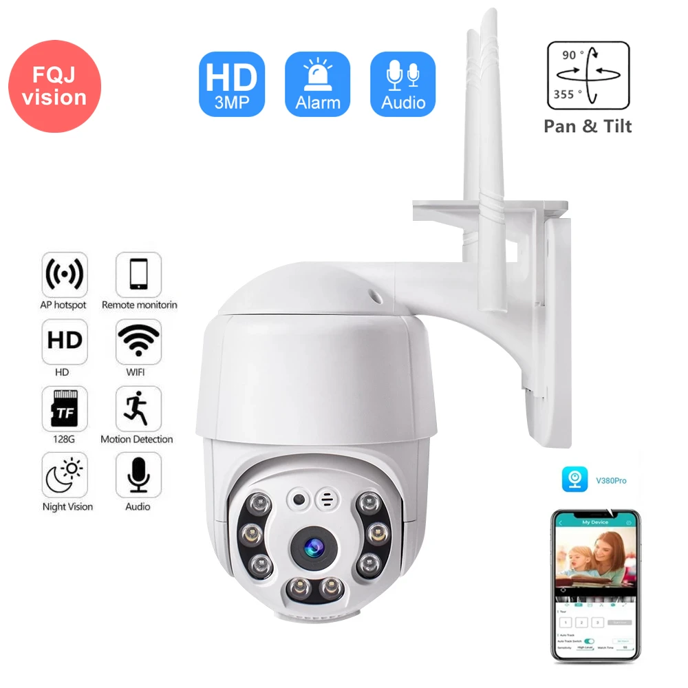 

V380 Pro 3MP Smart Home WIFI IP Camera Outdoor Speed Dome Two Ways AUDIO Waterproof Wireless Security Camera