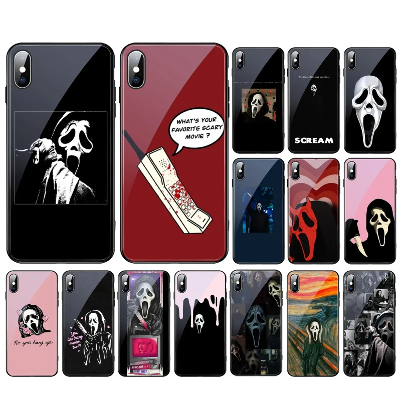 

Ghostface Scream Glass phone case For iphone 15 14 13 Pro Max 12 11 Pro Max XS Mobile Phone Case Funda