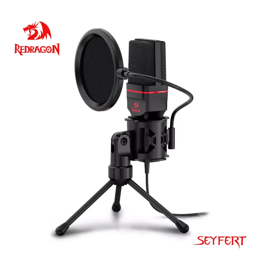 

Redragon GM100 Seyfert Omni Condenser Microphone With Tripod Audio 3.5mm Computer Studio For PC Phone Karaoke Recording phone