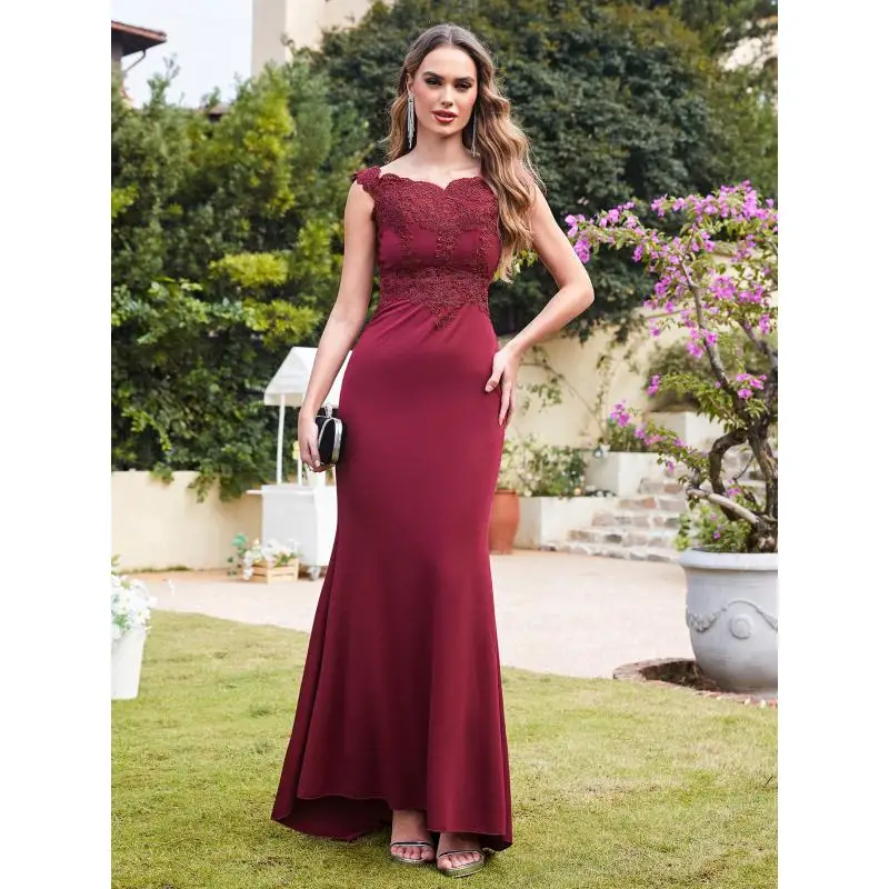 Женское вечернее платье с открытыми плечами Sunnye однотонное элегантное кружевное