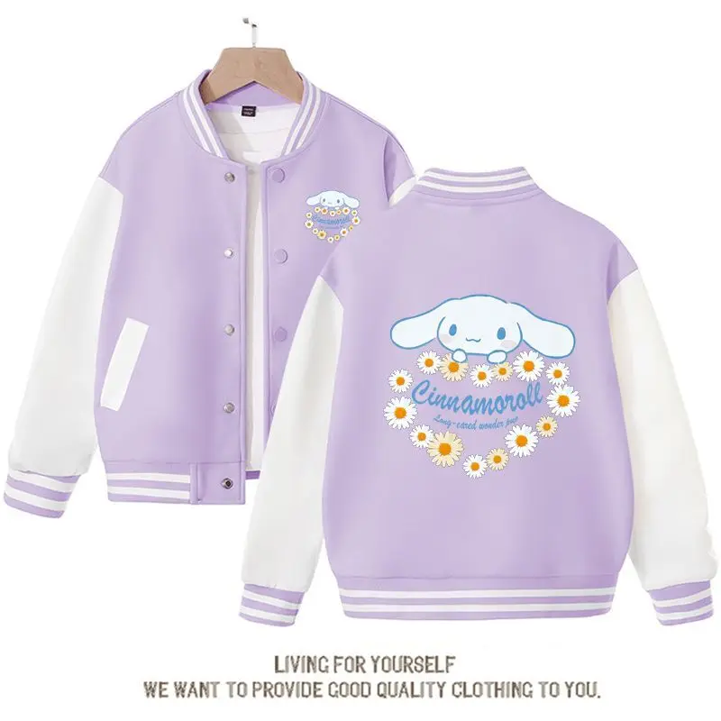 

Хит продаж, милая бейсбольная Униформа аниме Sanrios Kawaii Cinnamoroll для девочек, новинка на весну-осень, Детская куртка, подарок на день рождения