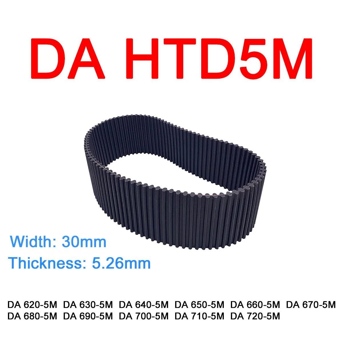 

1Pc Width 30mm DA HTD5M Rubber Arc Tooth Timing Belt Pitch Length 620 630 640 650 660 670 680 690 700 710 720mm Synchronous Belt
