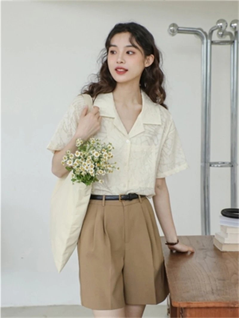 2023 Spring/Summer Women's French Shorts High Waist Casual Commuter Loose and Simple Thin Style
