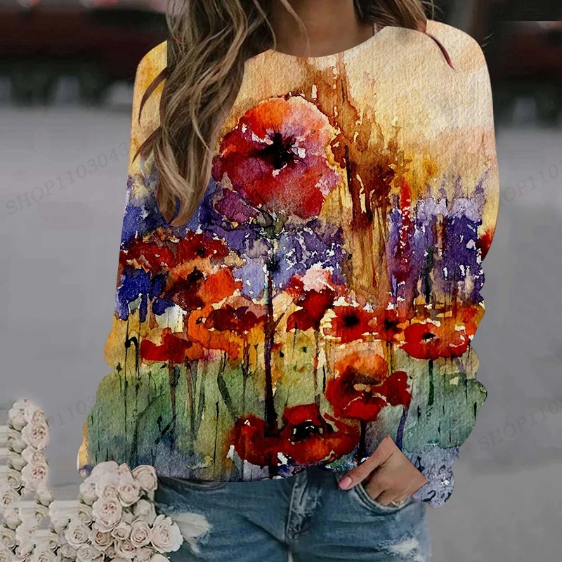 

Толстовка с цветочным рисунком, свитер с круглым вырезом, худи с цветочным рисунком, женские модные толстовки, пальто для девочек, женский спортивный костюм с цветочным рисунком, Y2k одежда