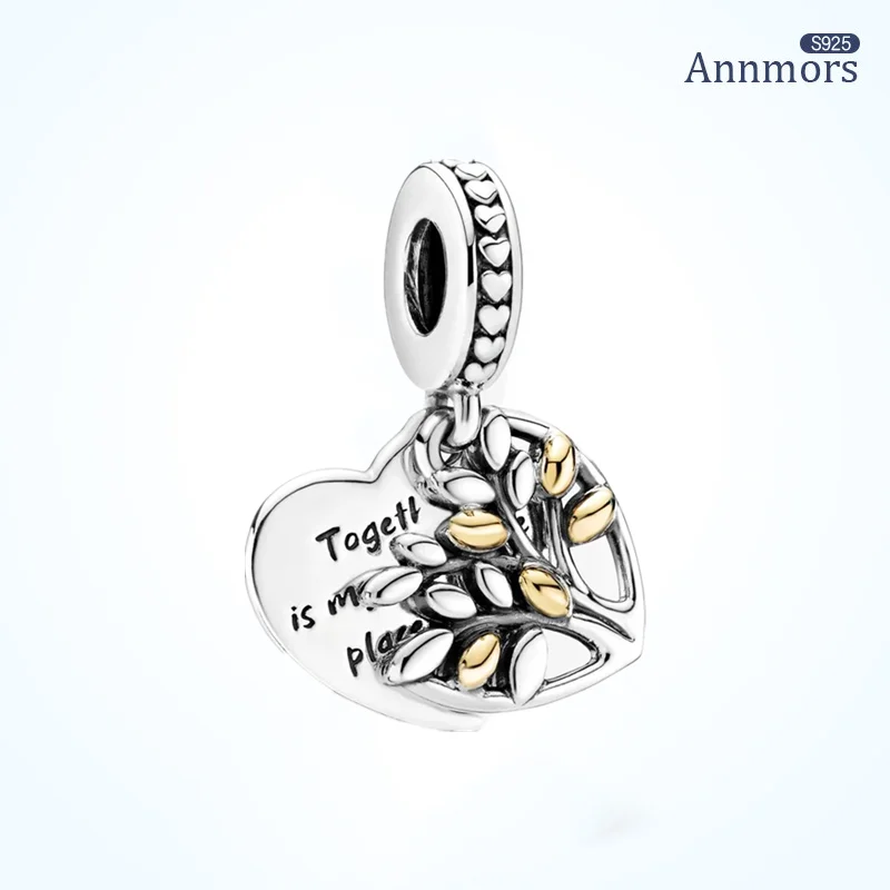 

Family Double Love Tree Fits Charms Silver Plating Christmas Bracelet Necklace Beads New Year Jewelry Make Gift