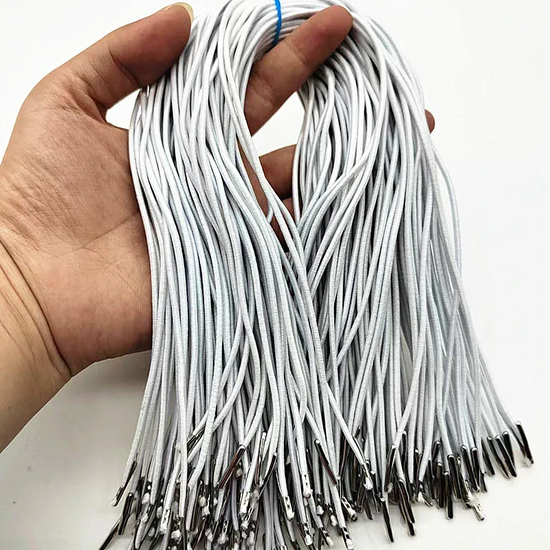 

Mask Lanyard Elastic Ropes Elastic Barbed Cords Stretch Round String with Metal Barbs Fastener for Mask Making Book Binding