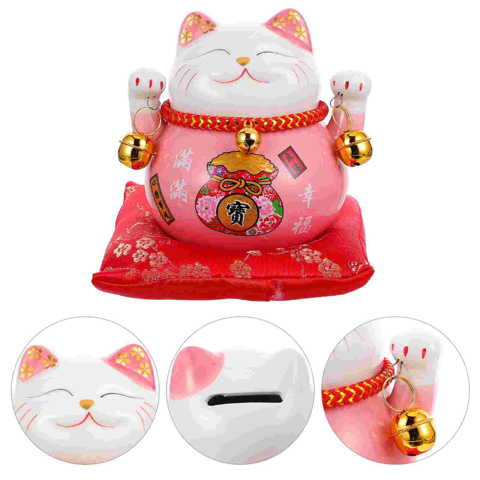 

Lucky Cat Ornament Ceramic Saving Box Ceramics Pot Cartoon Piggy Bank Home Money