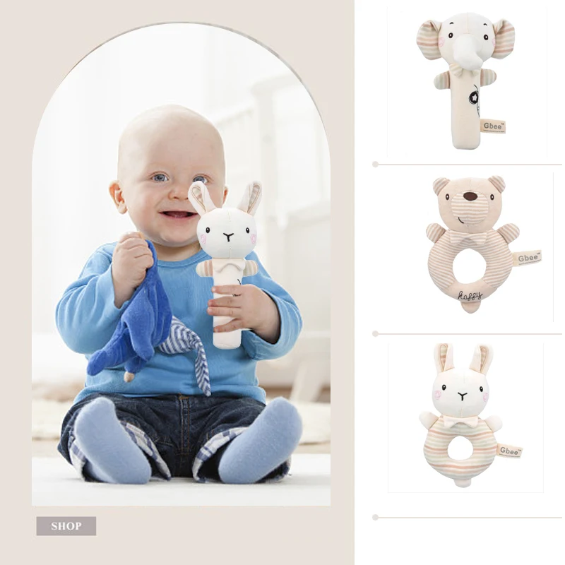 

Baby Rattles Newborn Training Cute Rabbit Bear Toys Infant Grab Ability Hanging Bell Stroller Bed Plush Dolls игрушки для детей