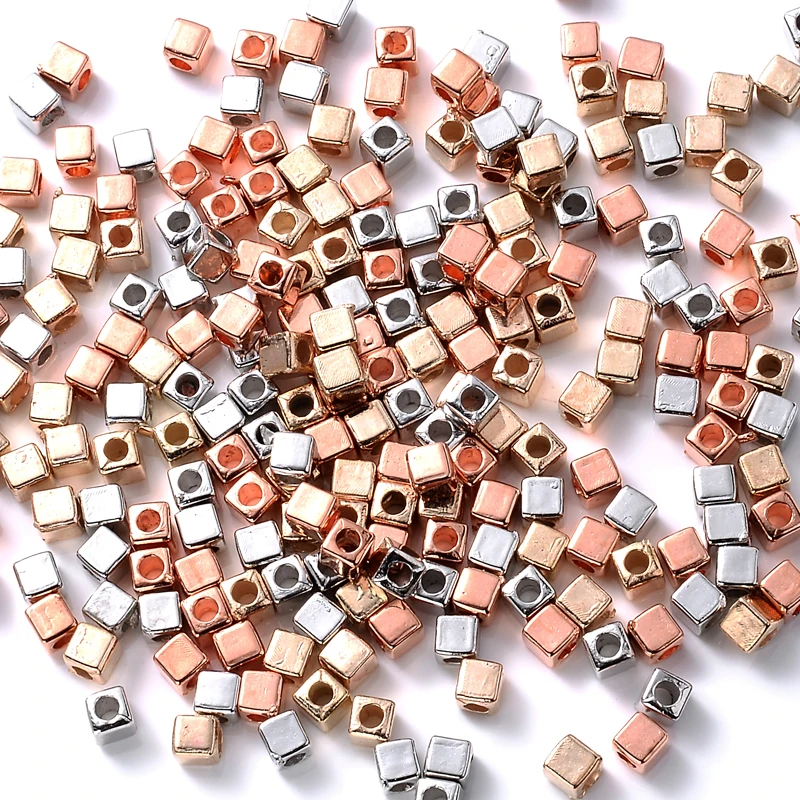 

100 200 шт./лот 3 4 5 мм Пластиковые Бусины, маленькие Квадратные бусины CCB, бусины россыпью с отверстием для браслетов, ожерелий, ювелирных издели...