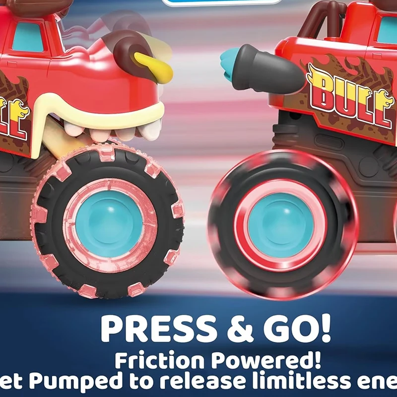 Фото Игрушечные машинки Monster Truck с подсветкой, активируемой движением, машинки с функцией «Нажми и езжай» для мальчиков и девочек, подарок на день рождения или Рождество, мультяшная машинка-игрушка №1