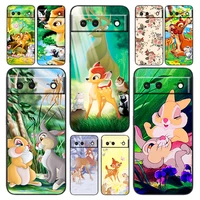 disney bambi phone case for google pixel 7 6 pro 6a 5a 5 4 4a xl 5g black silicone tpu cover