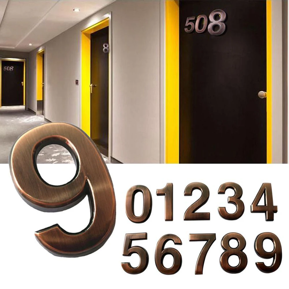 

3D Adhesive Modern Door Number #0-9 Adhesive Glossy Plaque Door Plate Number House Number Hotel Door Address Digits Sticker Sign