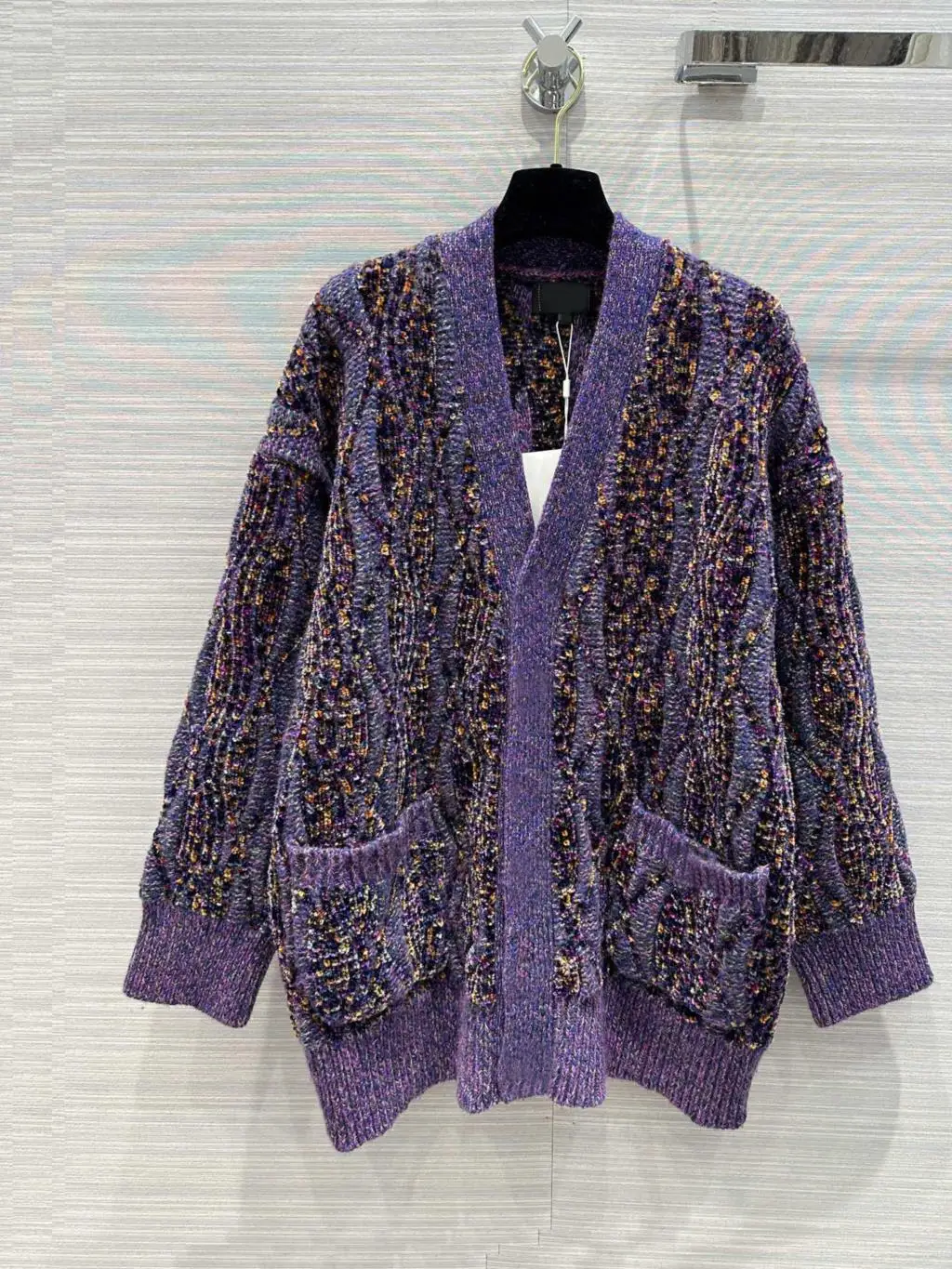 

Crocheted woven coat upper body huge slimming retro chic and advanced