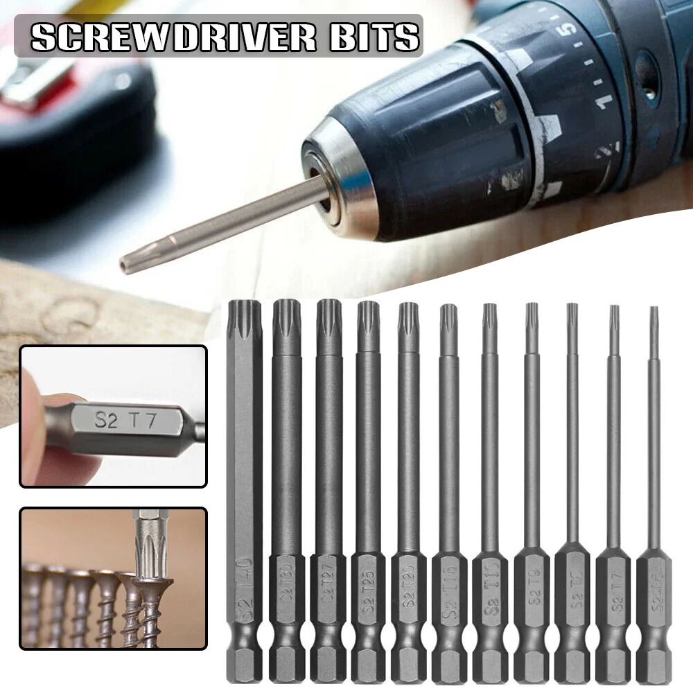 

11PCS Magnetic Torx Screwdriver Bit Set Multipurpose Electric Screwdriver Head Power Screwdriver Accessories Alloy Steel TS1