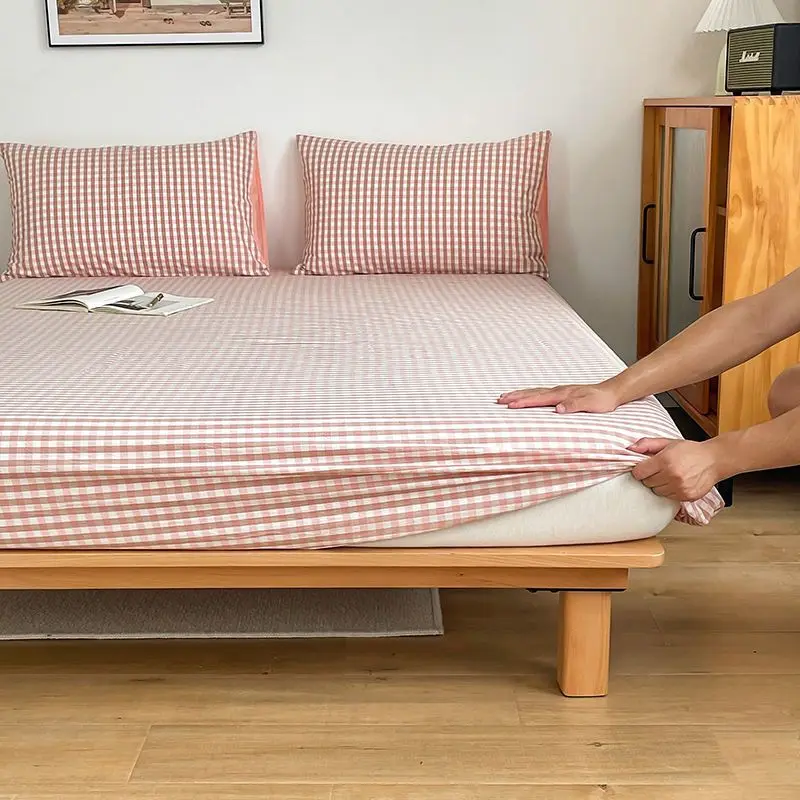 

Modern Bedsheet Home Textile Mattress Protector Cover Bed Fitted Sheet Anti-slip Elastic Washable Cotton Bedspread Full Package