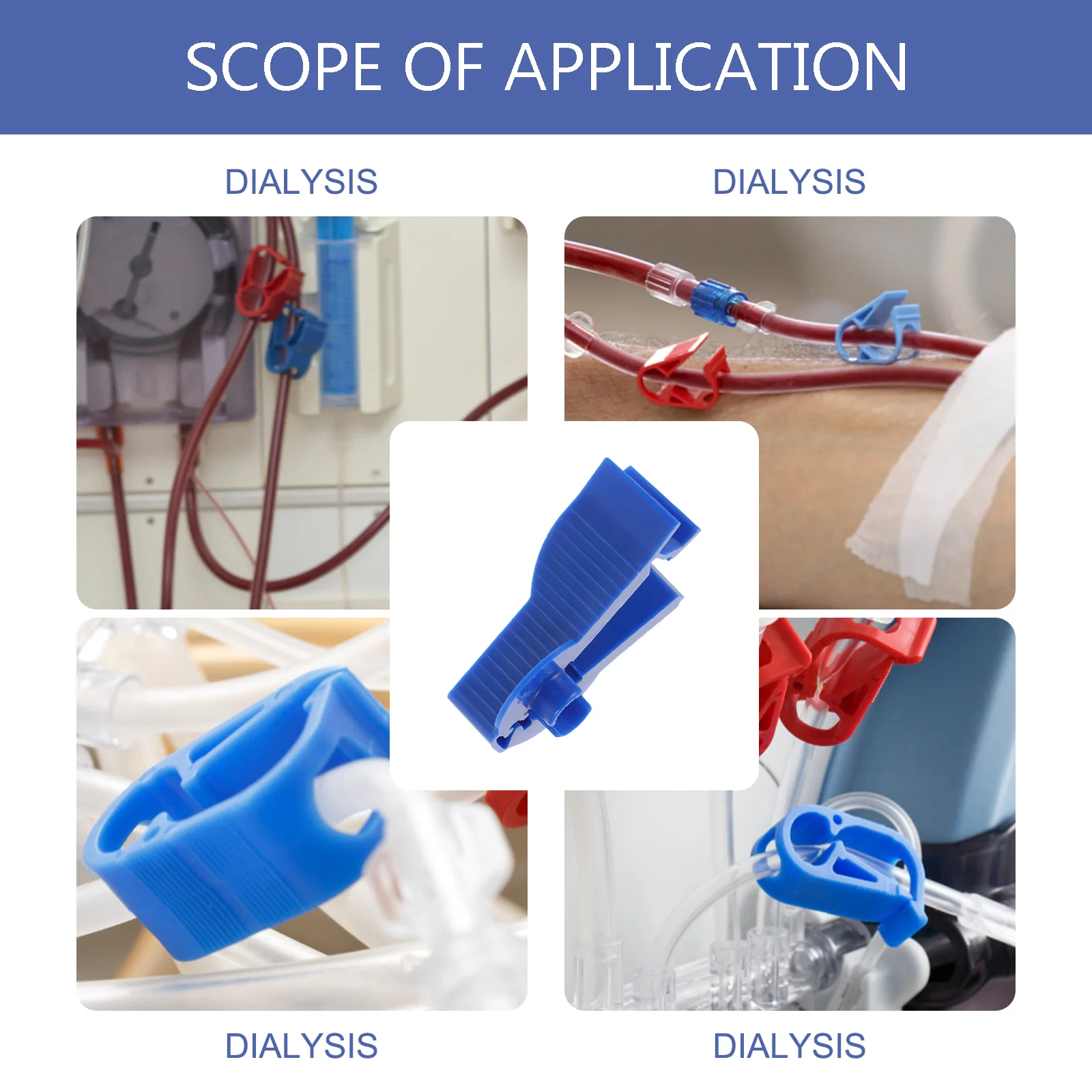 3 шт. проницаемый хомут для труб синие зажимы перитонеального диаализа трубок